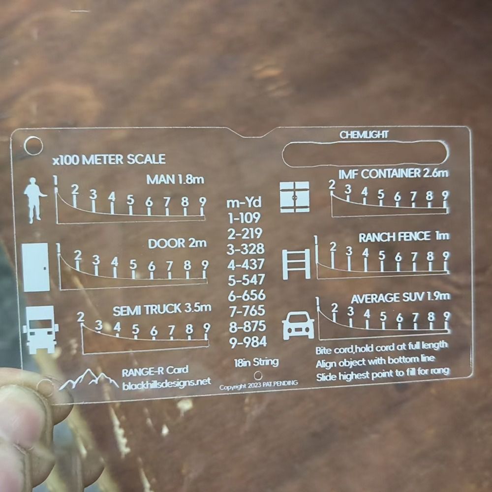 Outdoor Hunting Range - Acrylic Durable Range Finder Card Hunting