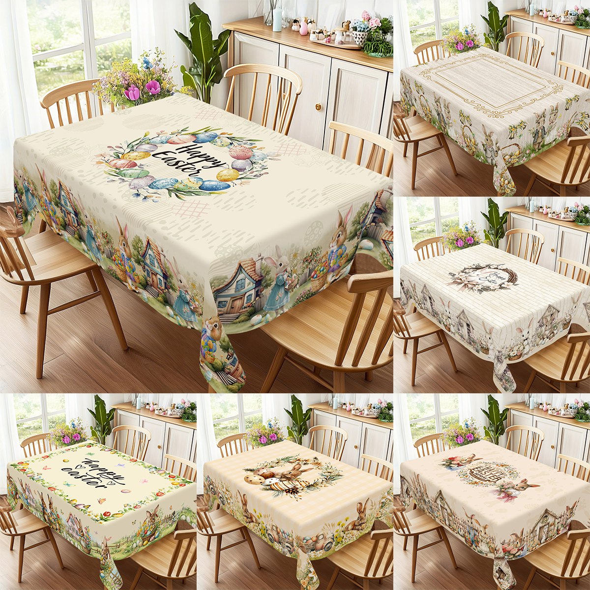 Outdoor Hunting Table - Mixed Style Easter Bunny Table Cloth